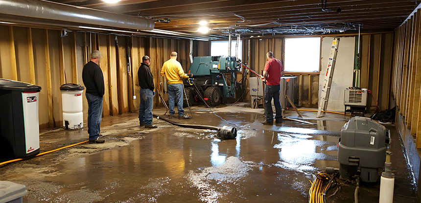 Cleaning Sewage From Basement Floor in Aragon